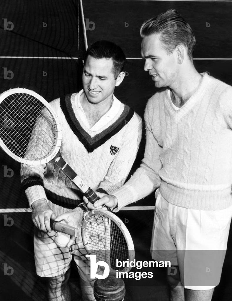 Tennis players Bobby Riggs, Jack Kramer, c. 1950s.