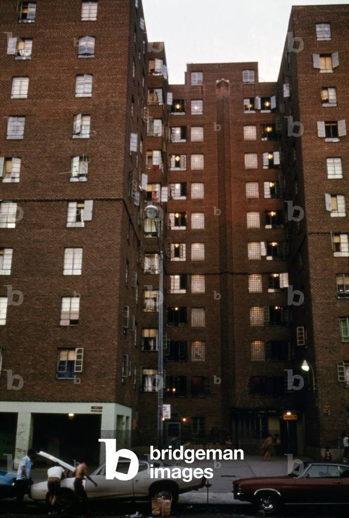 Avenue D housing project in Manhattan's Lower East Side was populated by African Americans Hispanics and low income whites in the 1970s. c. 1973-75