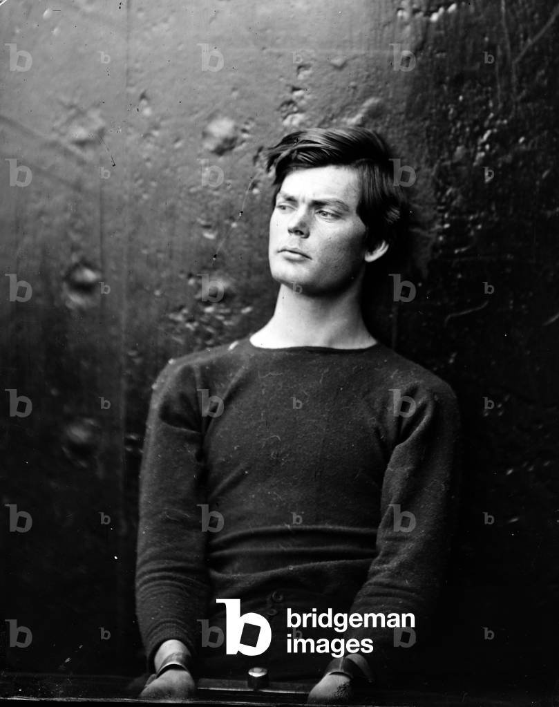 Assassins. Lewis Payne, in sweater, seated and manacled, April 1865