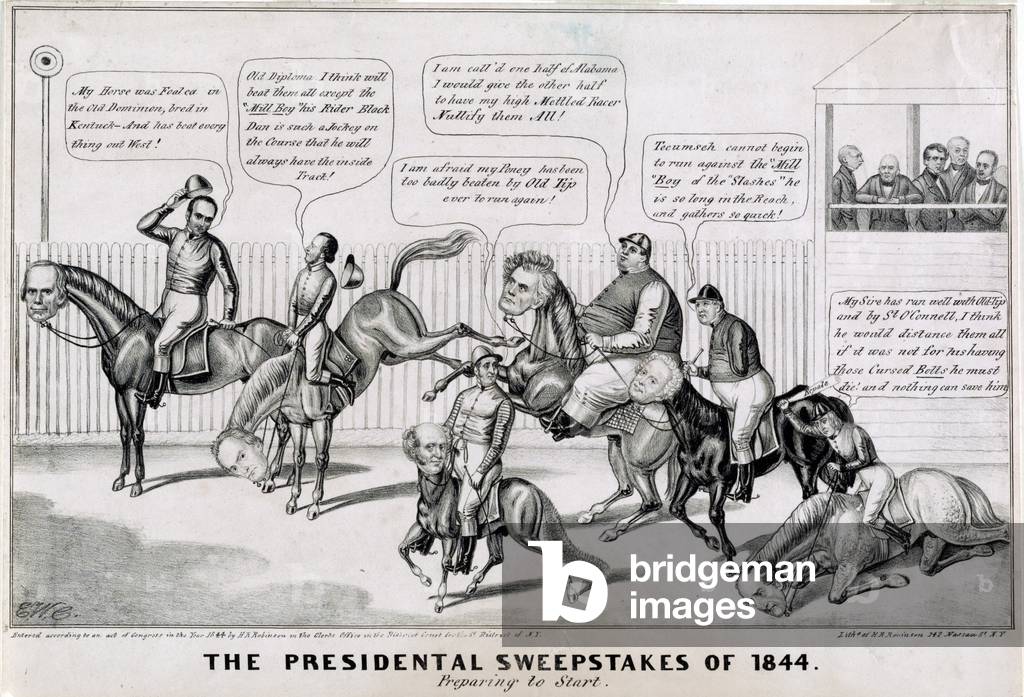 Political race course - political cartoon about the Presidential election of 1836