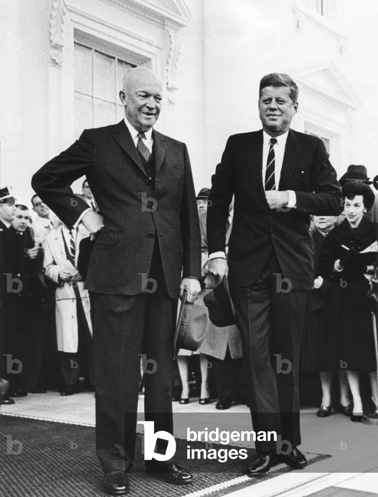 President Dwight Eisenhower and President-elect John Kennedy before their transition meeting. Dec. 6, 1960.
