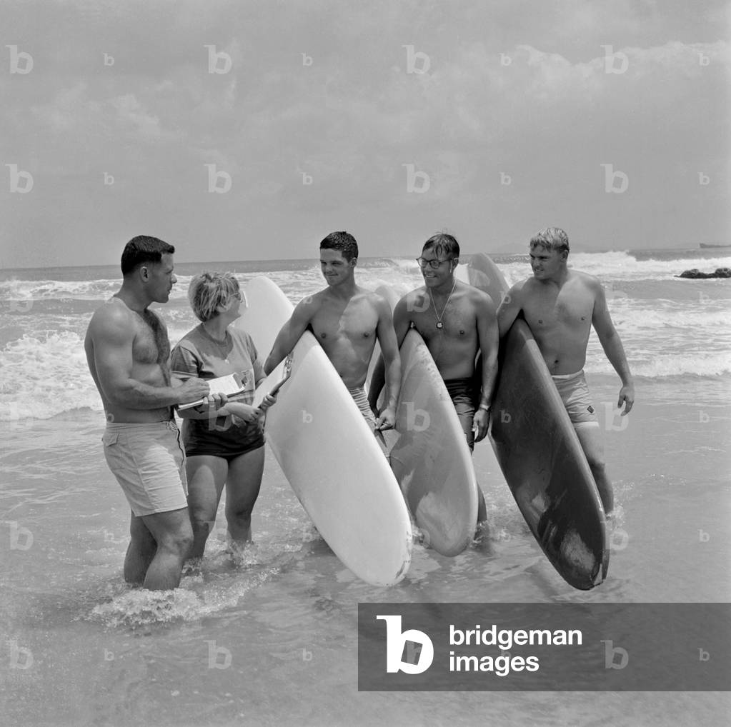 Vietnam War. Organizers and winners of a USO sponsored surfing contest held on Sept. 25, 1966