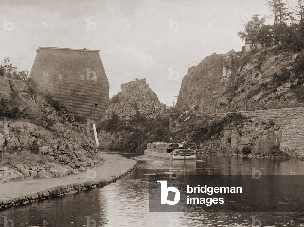 Canal barge FRANK C. MARION passing through the Erie Canal at Little Falls New York. c. 1890 photo by William Henry Jackson. LC-D4-4018
