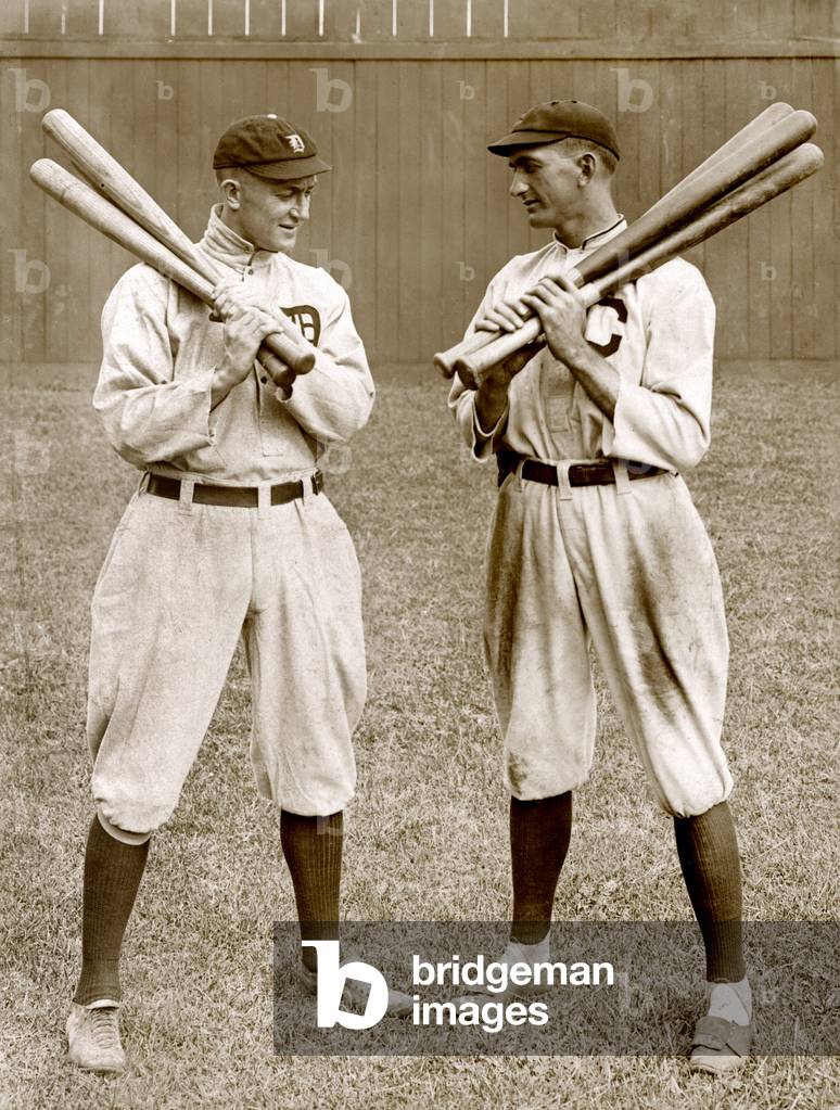 Baseball. Ty Cobb, Detroit, and Shoeless Joe Jackson, Cleveland, c. 1913