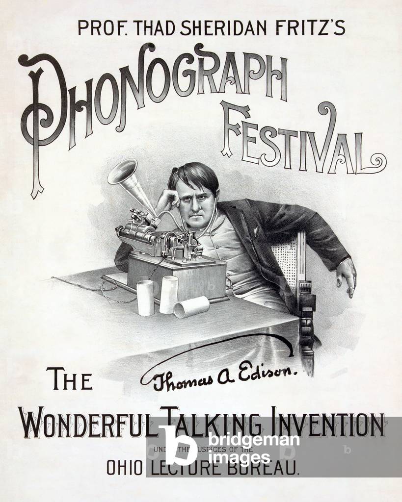 Prof. Thad Sheridan Fritz's Phonograph Festival, The Wonderful Talking Invention, under the auspices of the Ohio Lecture Bureau, June 10, 1890 (poster)