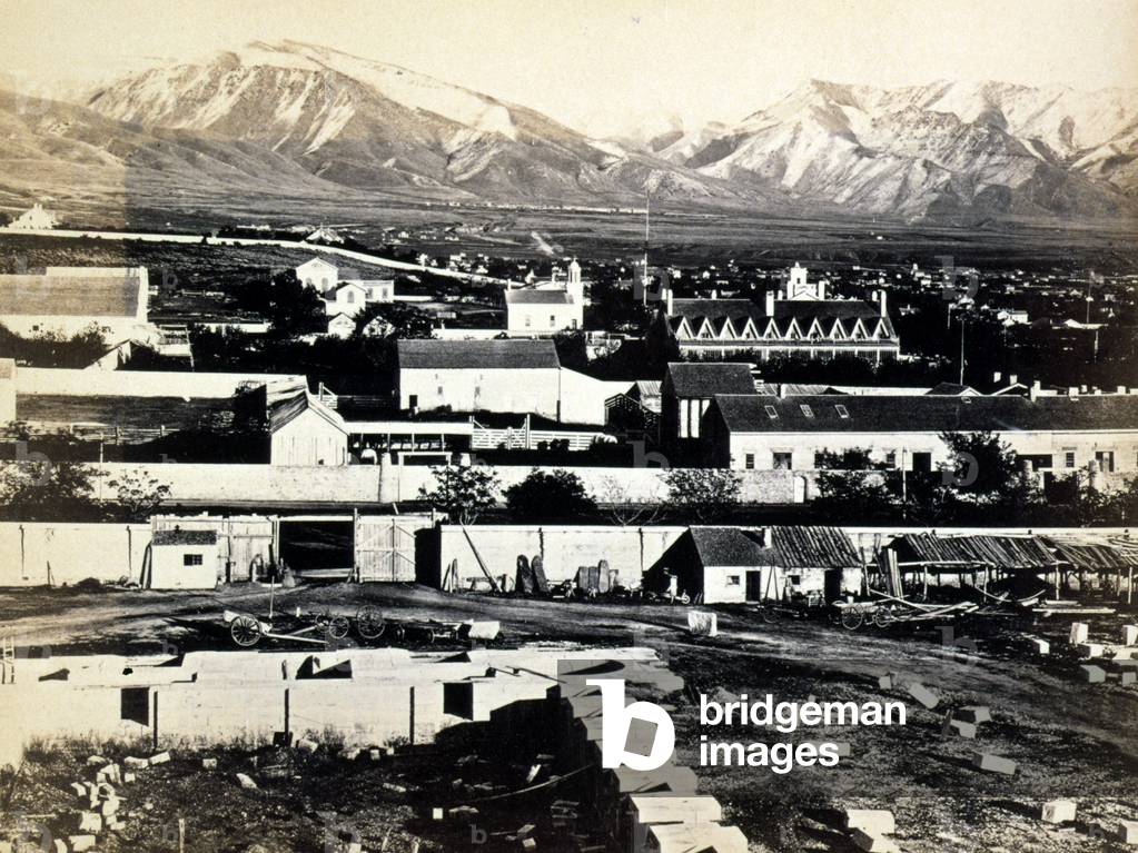 Salt Lake City - Camp Douglas and Wasatch Mountains in the background, albumen print, 1868