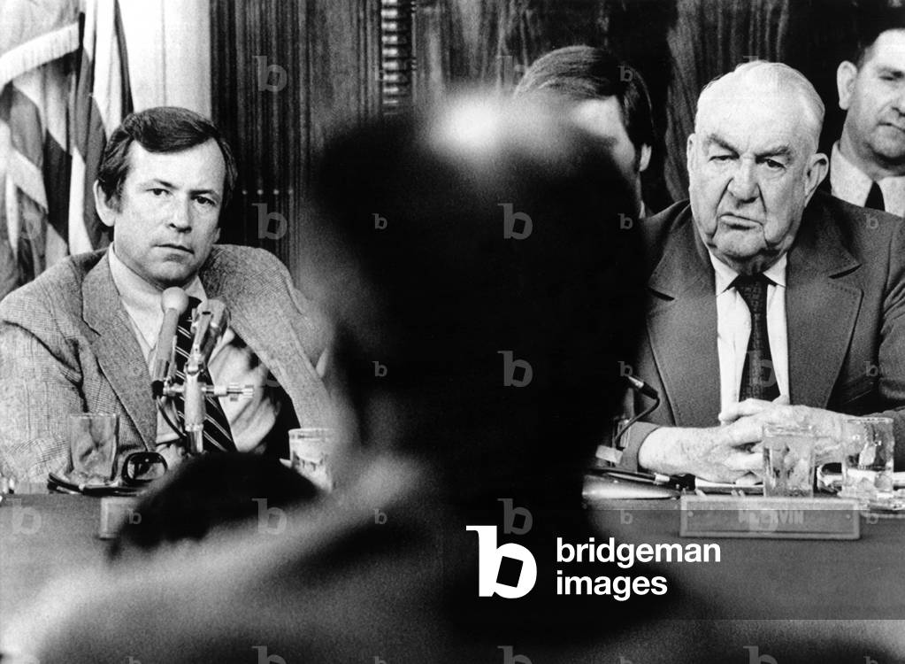 Sen. Howard Baker, Sen. Sam Ervin during the Senate Watergate Committee Hearings, 1973 (photo)
