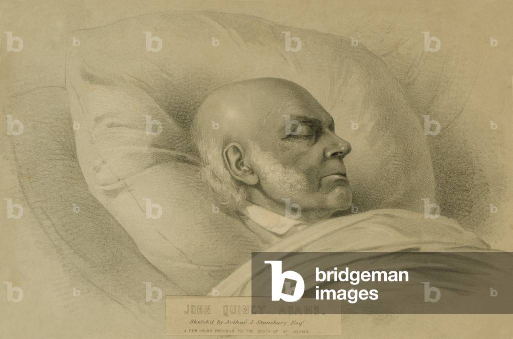 John Quincy Adams (1767-1848), a few hours previous to death as he lay unconscious in the Rotunda after suffering a stroke. February 23, 1848