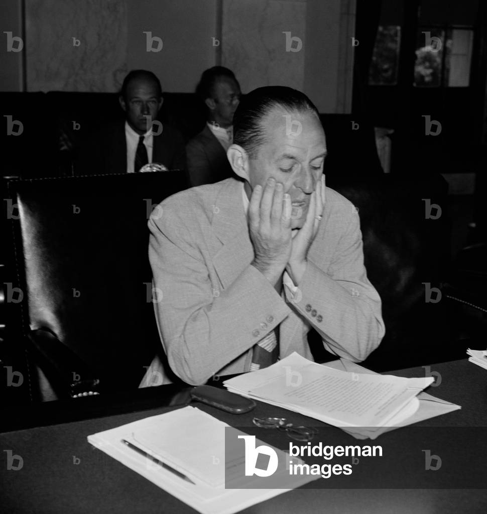 Marriner Eccles, Federal Reserve Chairman, testifies to Senate. July 19, 1939. He told the Senate Banking and Currency Committee that the President's lending program is the only immediately practicable means of stimulating business and employment. July 19, 1939