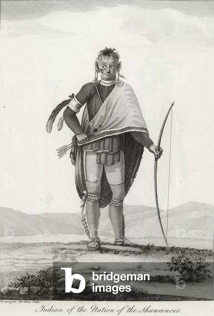 Indian of the nation of Shawanoes (Shawnee) was an Algonquian-speaking North American Indian people who lived in the central Ohio River Valley