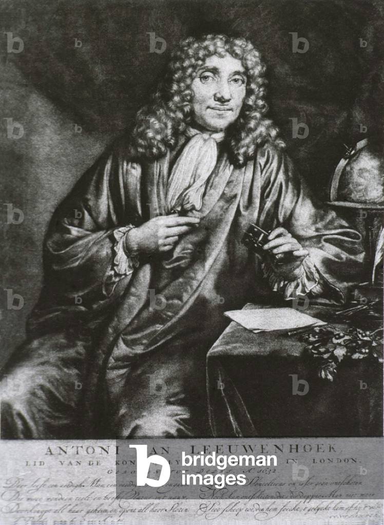 Anthony van Leeuwenhoek (1623-1723), Dutch microscopist developed lenses that magnification onjects 200 times their actual size. He was the first to observe and document microscopic life, including bacteria, protozoa, and sperm. 1686 mezzotint