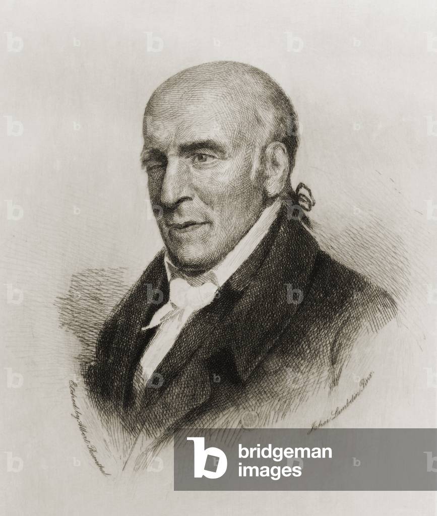 Stephen Girard 1750-1831 was a French-American philanthropist and banker. He used his great wealth to prop up U.S. government finances during the War of 1812. 1903 etching by Albert Rosenthal 1863-1939 after Albert Lambdin. c. 1800