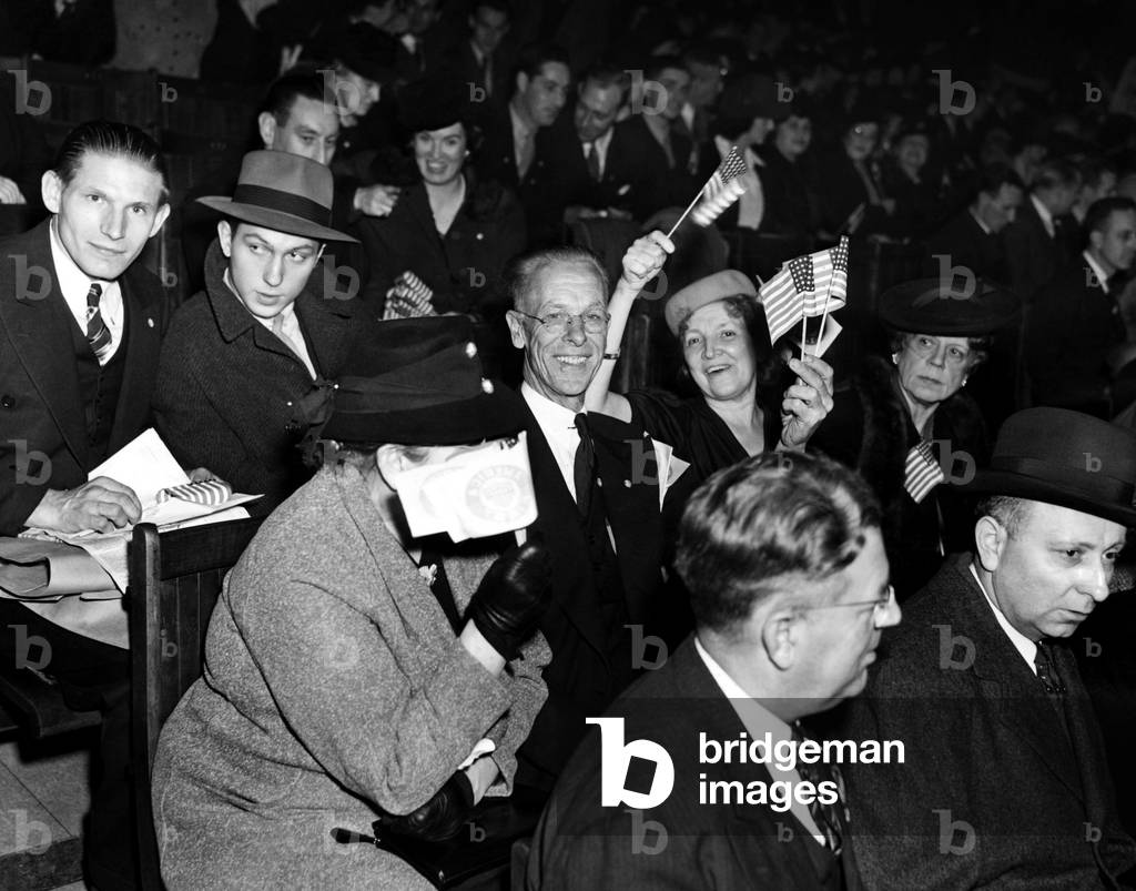The America First Committee: The America First Committee, protesting the United States entry into World War II, New York, November, 4, 1941. Courtesy: CSU Archives/Everett Collection