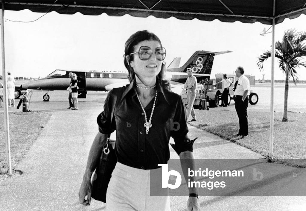 Jacqueline Kennedy Onassis, West Palm Beach, 1973 (b/w photo)