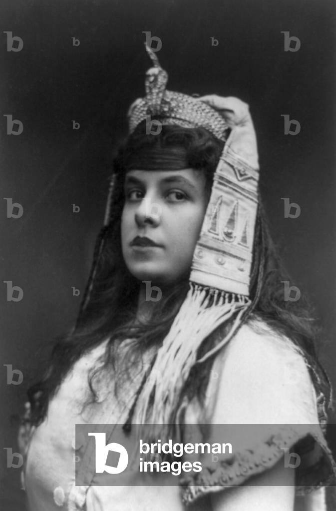 Maria Gay (1879-1943), as Aida in costume with exotic headdress and snake ornament in 1909