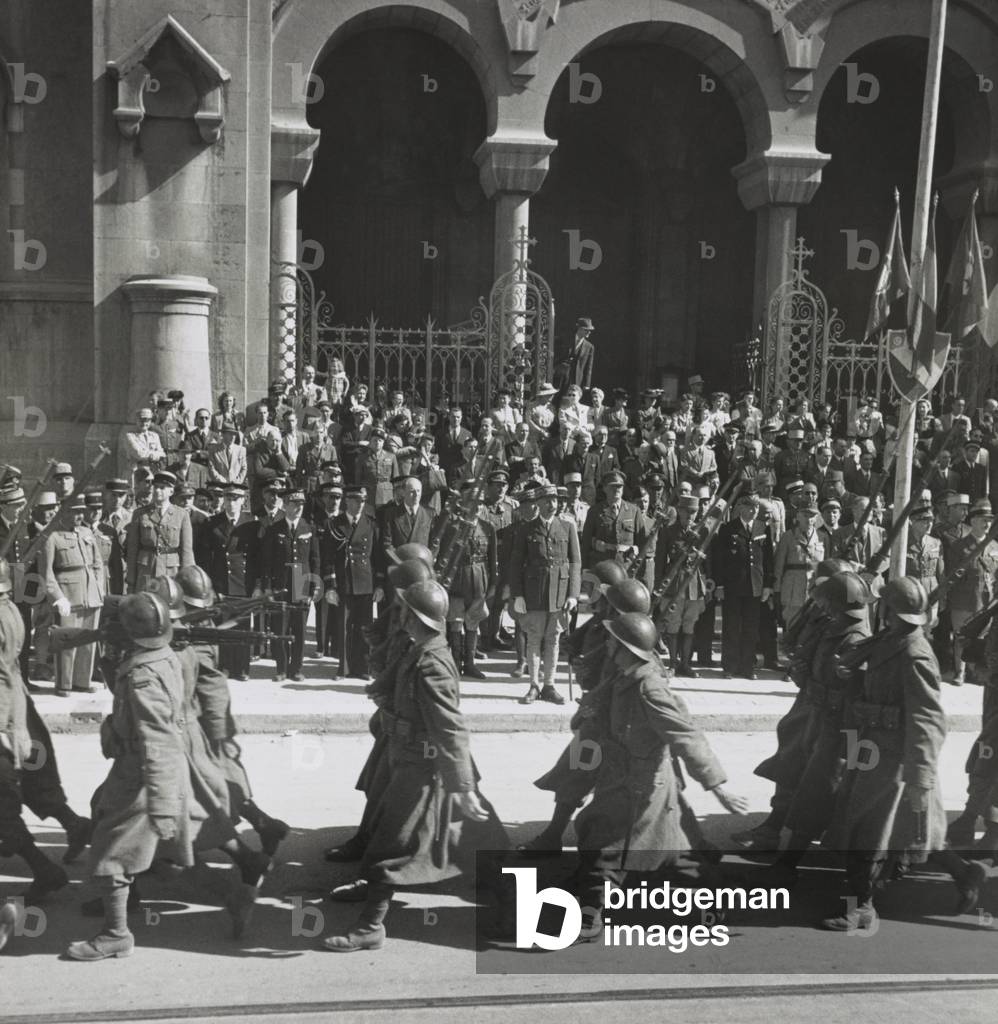 Free French Troops reviewed by Gen. Henri Giraud during the Allied victory parade, World War 2. Tunis, May 20, 1943