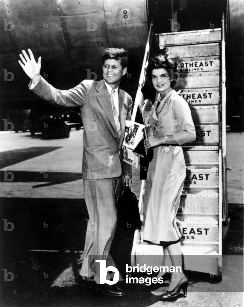 John and Jackie Kennedy, 1955 (b/w photo)