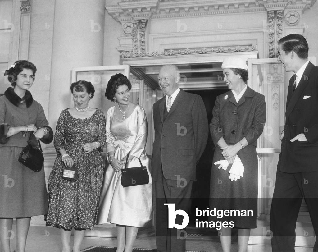 Queen Fredrika of the Hellenes (Greece) and two of her children visit the White House, 1958