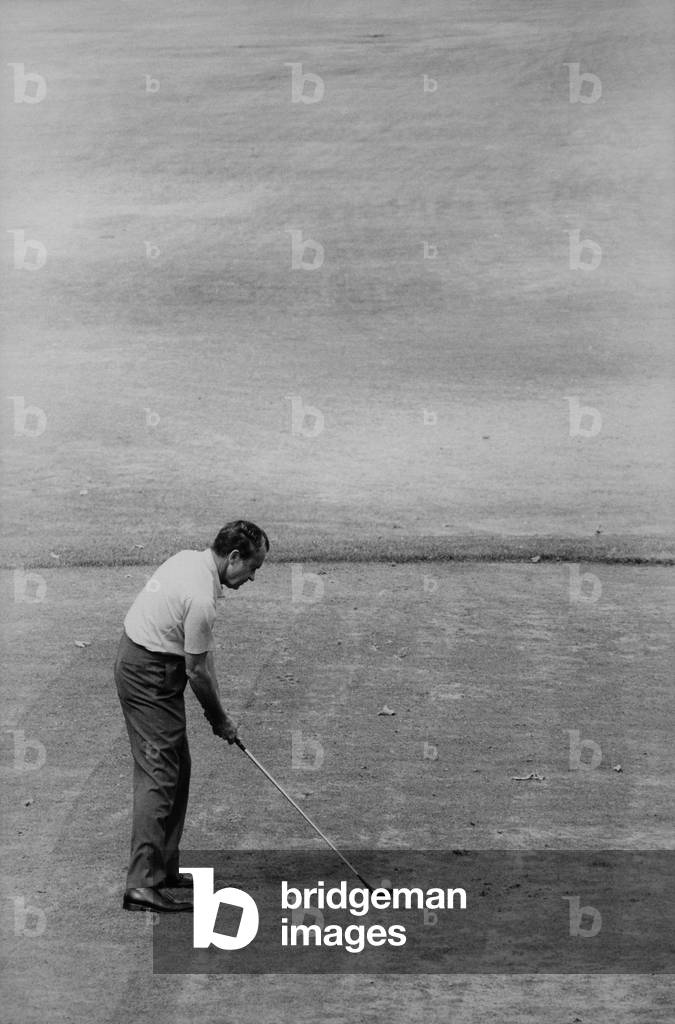 Richard Nixon playing golf. Aug. 26 1970