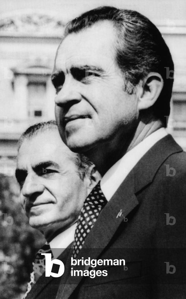 1973 US Presidency, International Relations. Shah of Iran Mohammad Reza Pahlavi meets with US President Richard Nixon, Washington D.C., 1973