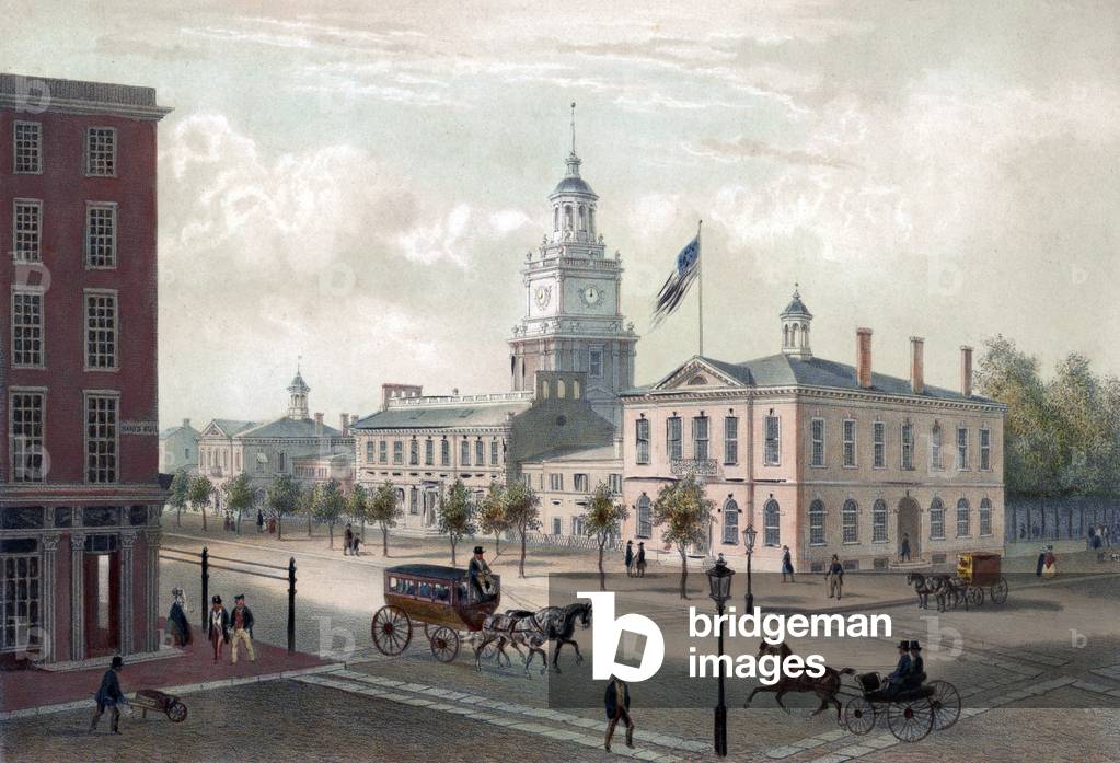 Philadelphia. A view of Independence Hall, Philadelphia. By Augustus Kollner 1848