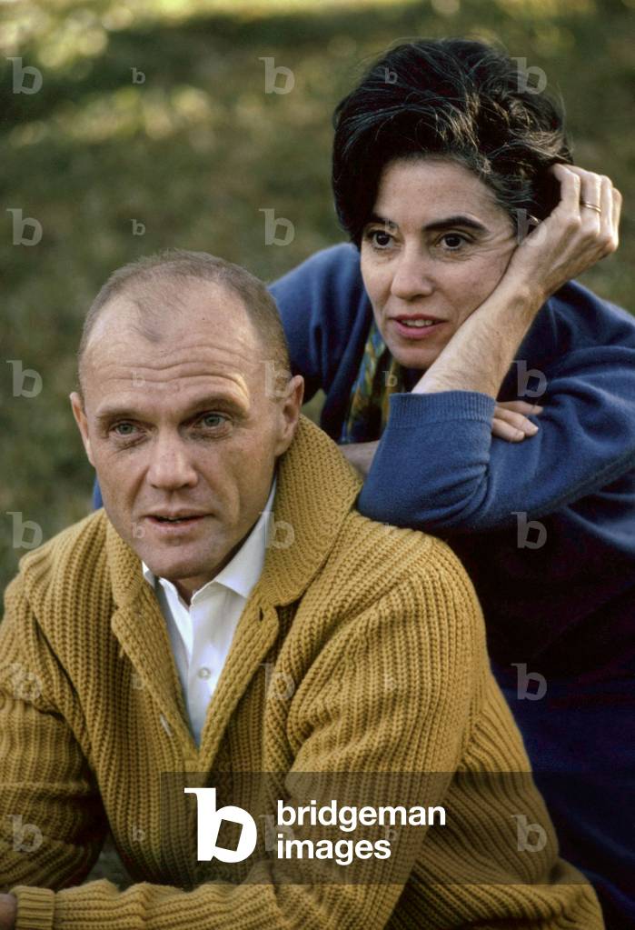 John Glenn and his wife Annie in front of their house in Ohio, 1965