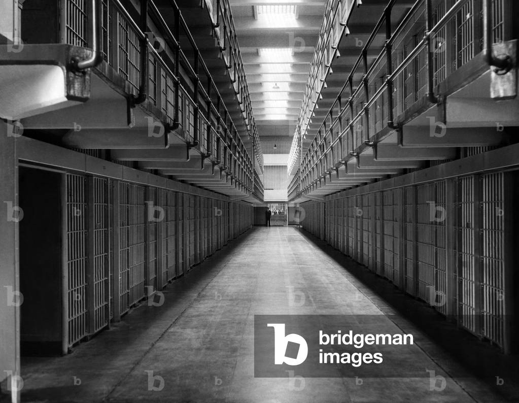 An Alcatraz cell block, San Francisco, August 20, 1934 (b/w photo)