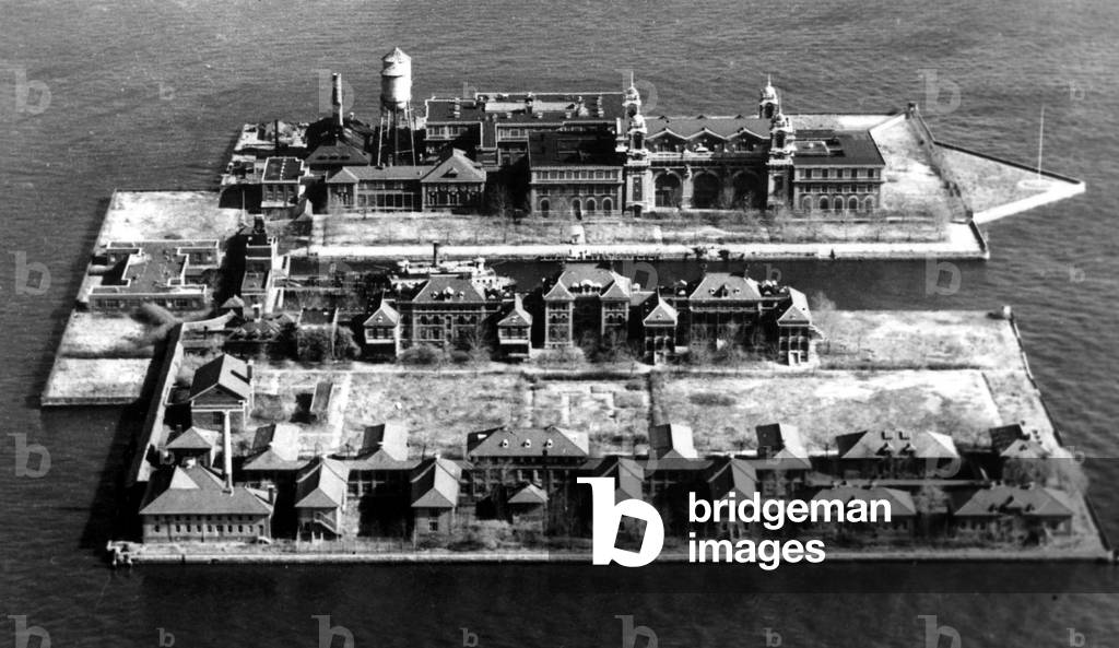 Ellis Island, New York, once the center of processing immigrants desiring entry into the United States. 1963 photo.