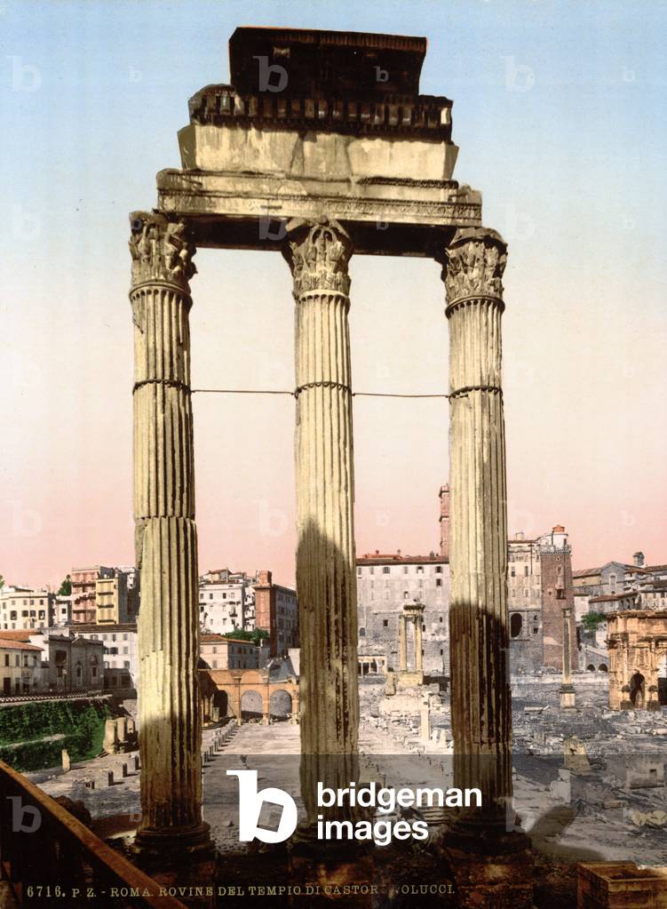 Rome, Ruins of Temple of Castor and Pollux, Rome, Italy, ca 1890s