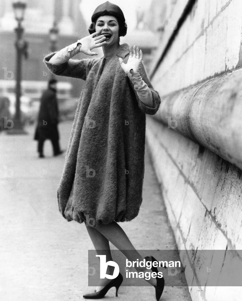 A model wearing a design by Pierre Cardin, c.1958