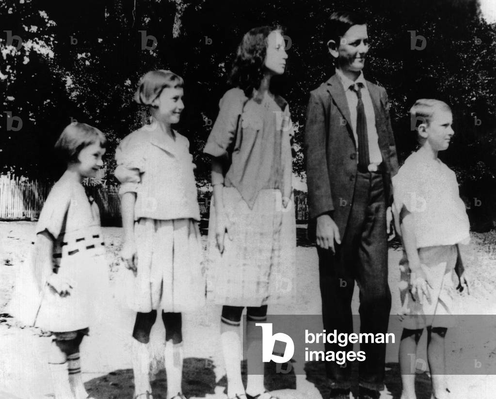 President Lyndon Johnson in an old family photo with his siblings., 1921