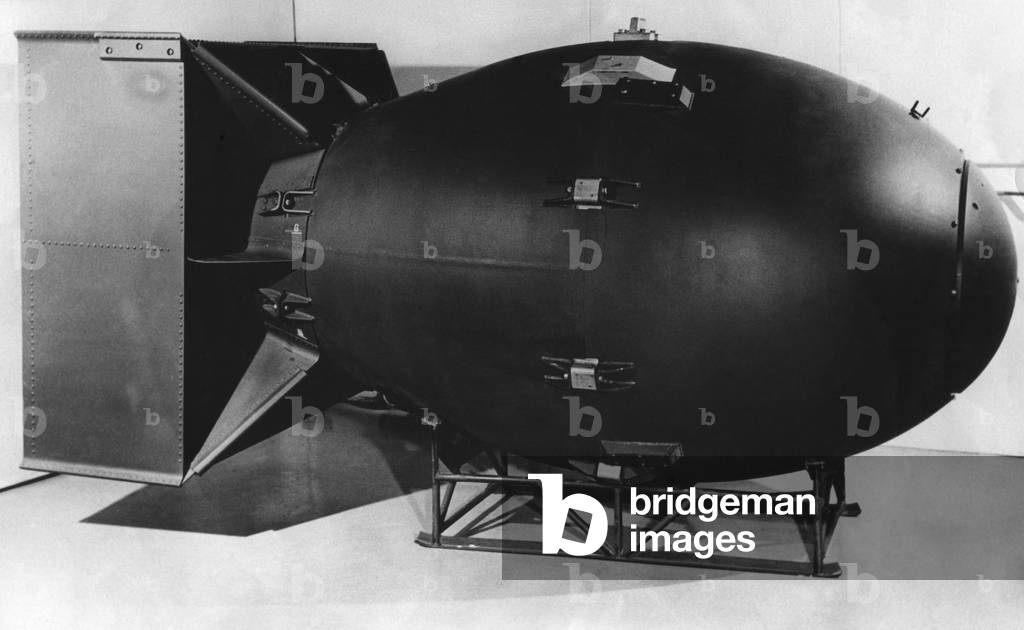 A post-war model of 'Fat Boy', the atomic bomb exploded over Nagasaki, Japan, in World War 2