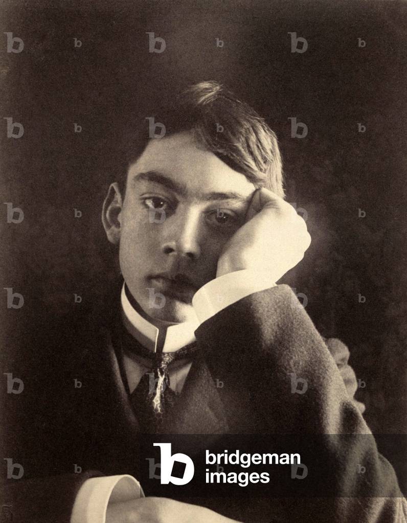 Kahlil Gibran (1883-1931) Lebanese born American poet and novelist, photographed by Day, F. Holland, c. 1896