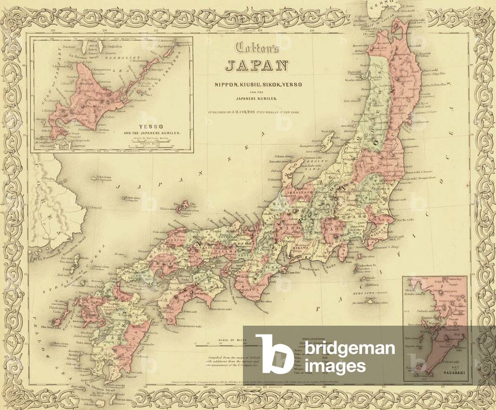 1855 map of Japan, showing prefecture boundaries