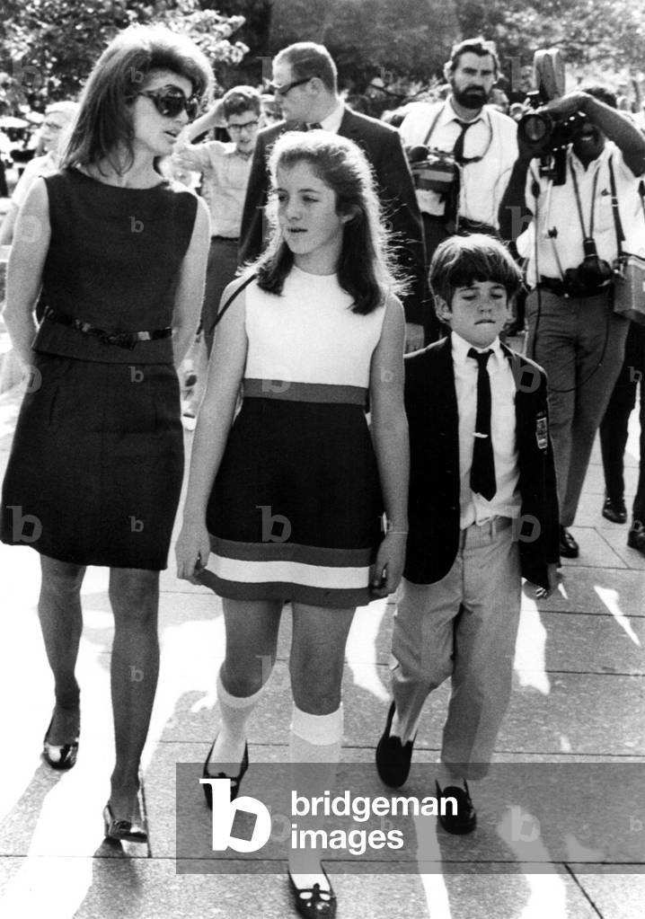 Jacqueline Kennedy, Caroline Kennedy, John F. Kennedy Jr., 6/6/69, at Arlington National Cemetery