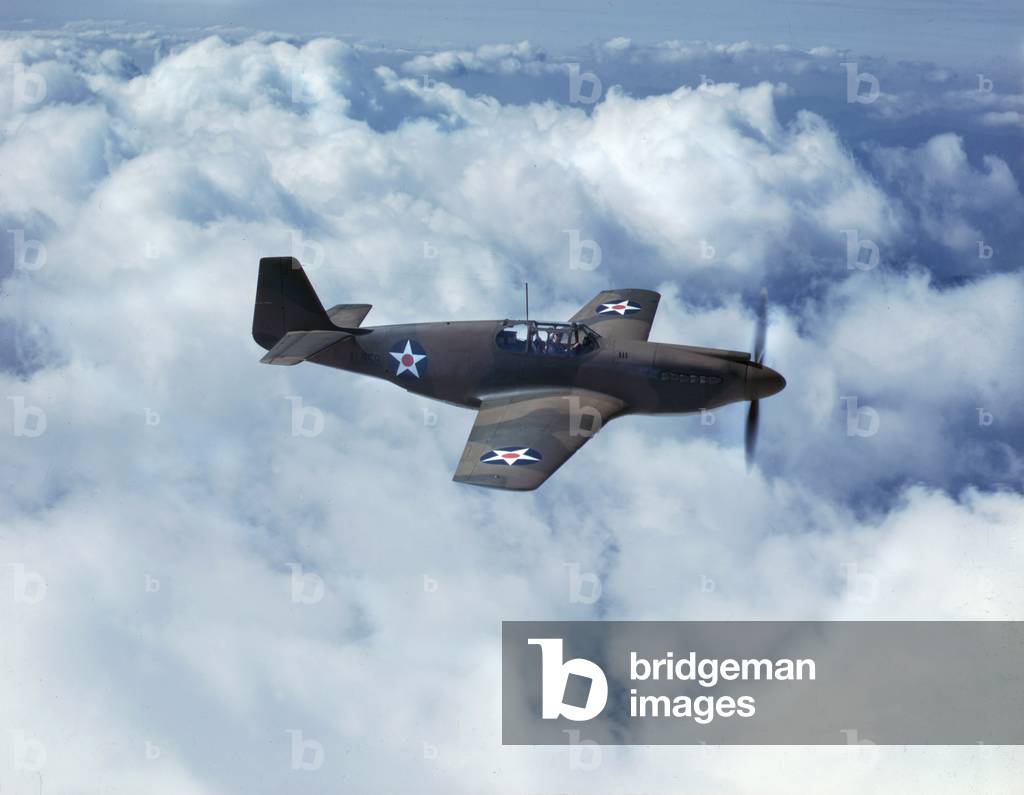 World War II, North American P-51 mustang fighter plane in service with Britain's Royal Air Force, photograph by Mark Sherwood, October, 1942