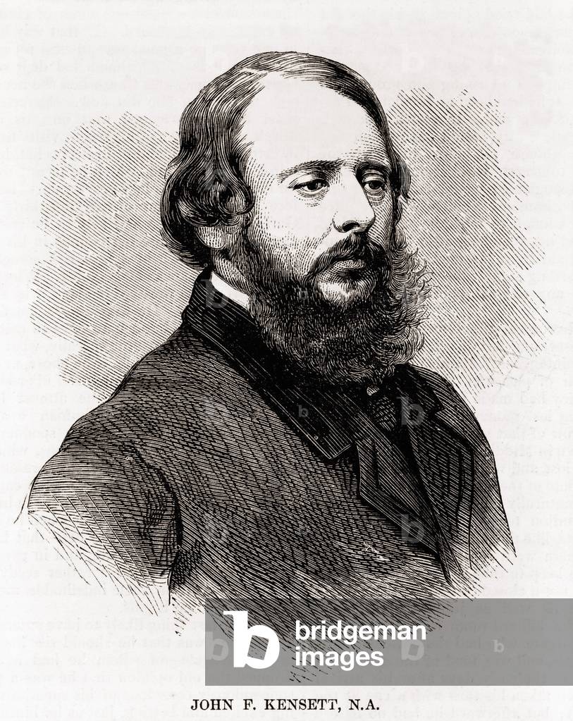 John F. Kensett (1816-1872), American landscape painter of the second generation of the Hudson River School. Wood engraving from Harper's Weekly, 1873