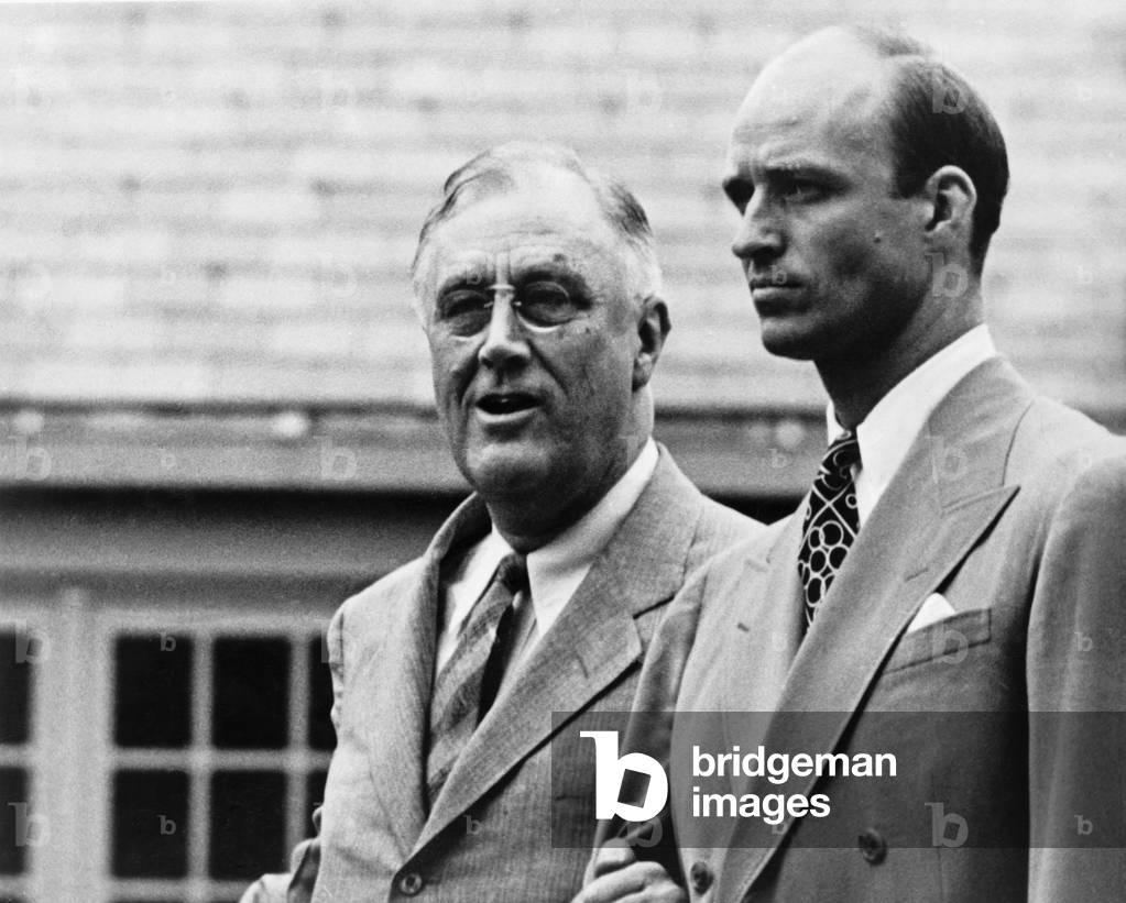 Franklin Roosevelt with his son James who served as Secretary to the President. 1940s