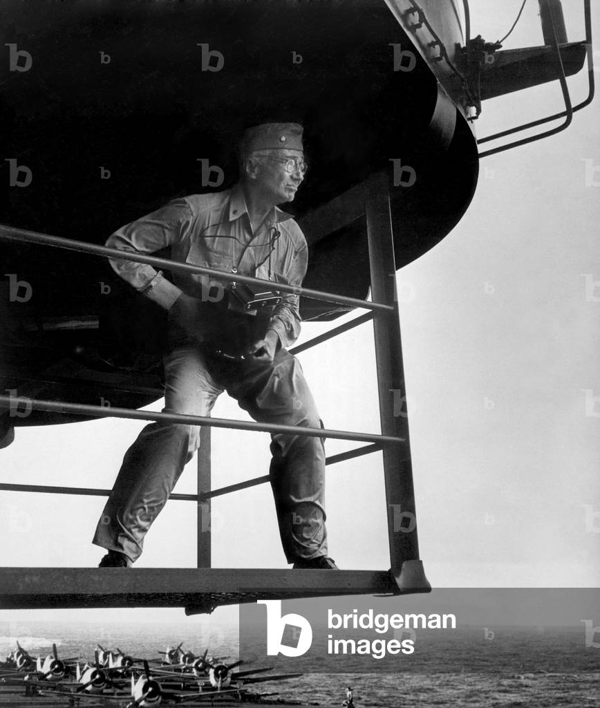 Edward Steichen, joined the U.S. Navy as a combat photographer in World War 2. The 60 year old master recruited top photographers and brought artistry and excitement to military photography. c. 1944