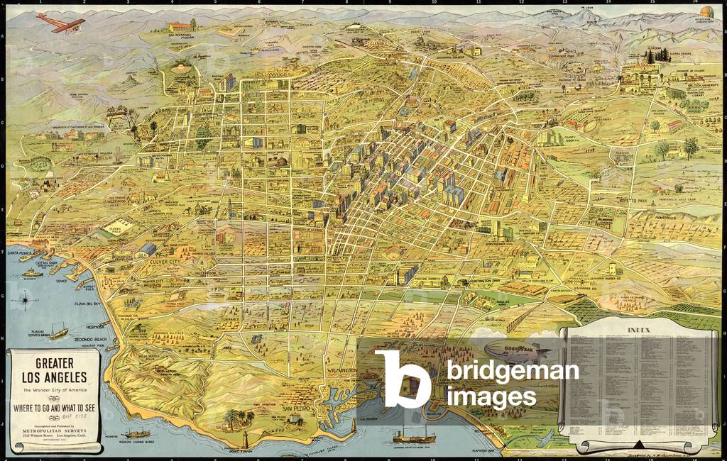 1932 aerial map of Greater Los Angeles, the wonder city of America