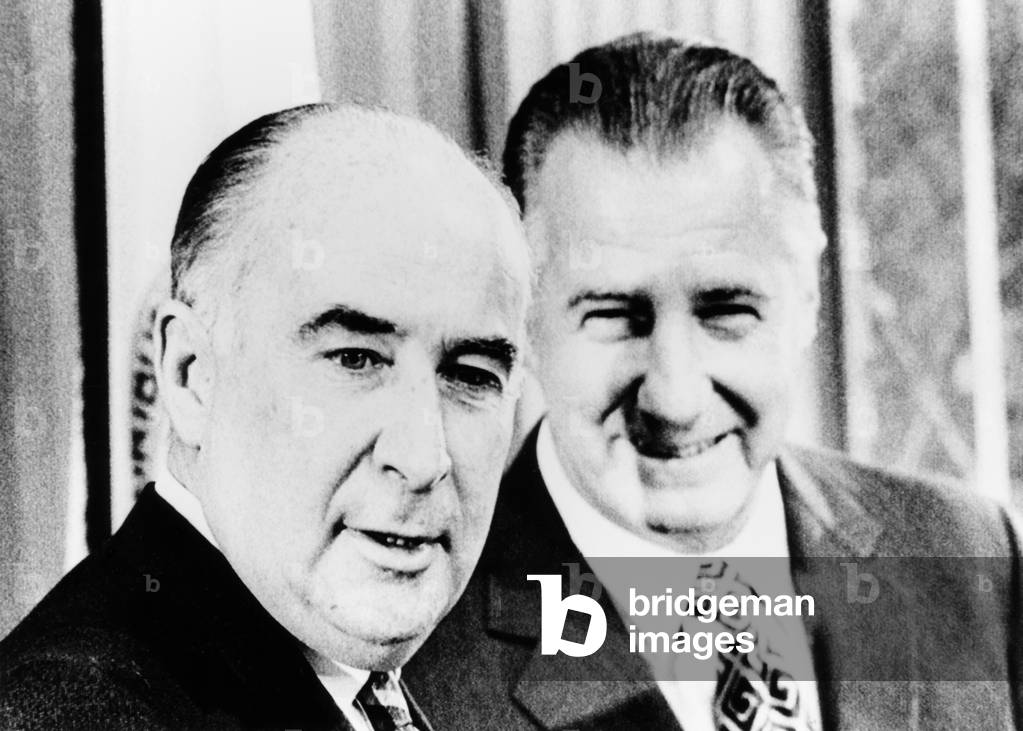 Atty. Gen. John Mitchell (left) and VP Spiro Agnew announced program fight street crime and burglary. Jan. 13, 1972. The 3-year  million program was sponsored by the Law Enforcement Assistance Administration (LEAA). It began in Newark N. J., Baltimore, Atlanta, St. Louis, Cleveland, Dallas, Denver, and Portland, Oregon