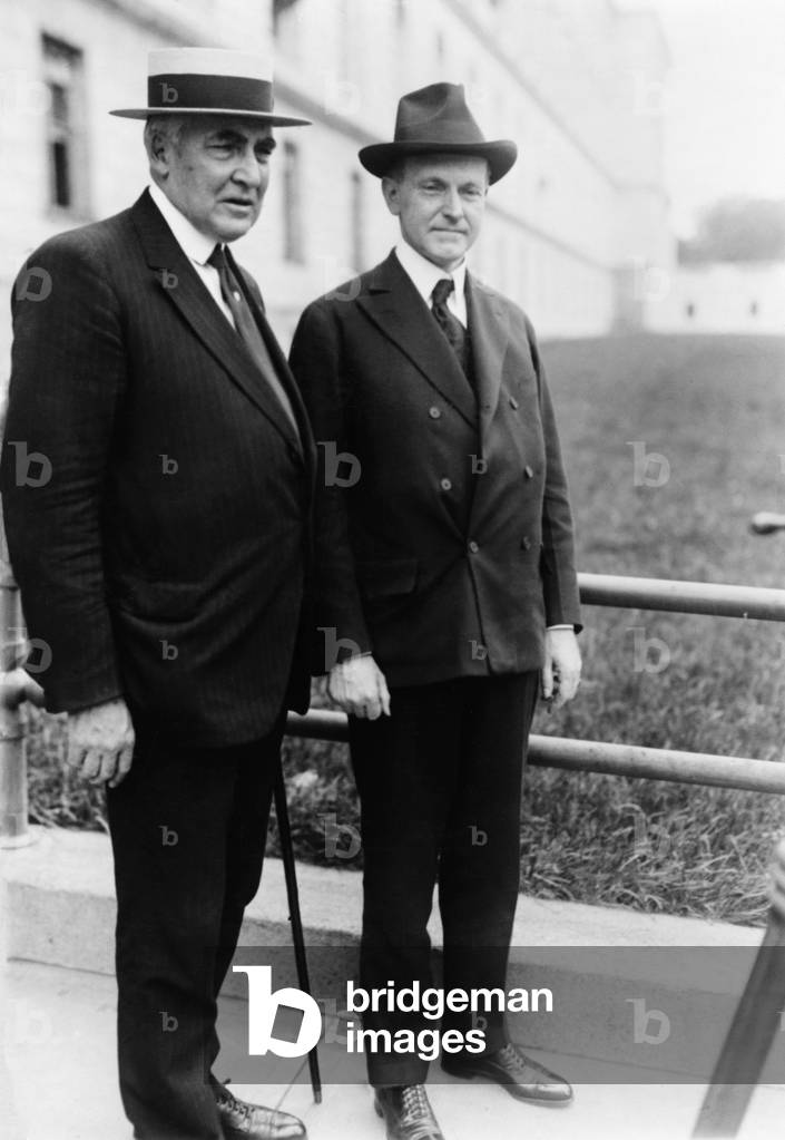 Republican running mates in 1920, Warren G. Harding, with his running mate for Vice President, Calvin Coolidge, in June 1920