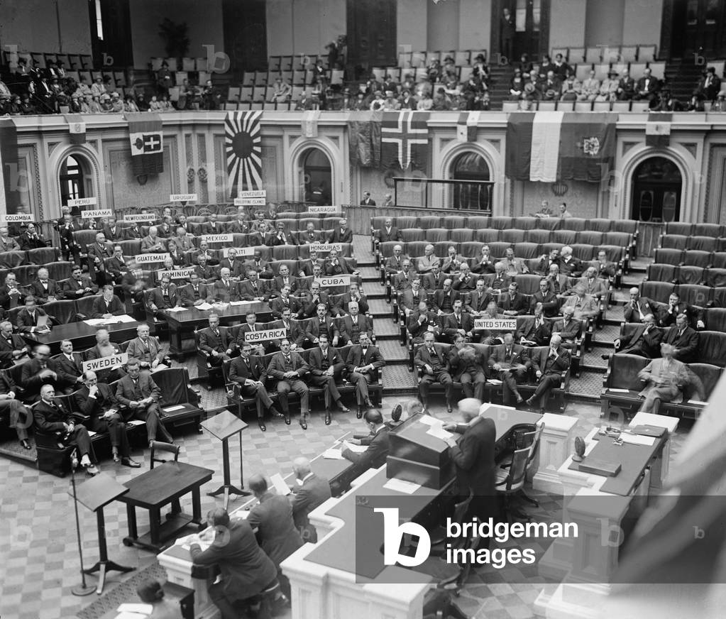 Frank Billings Kellogg (1856-1937), U.S. secretary of State (192529) opening the International Union in 1925
