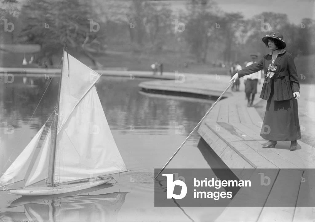 New York City, start of toy yacht race in Central Park, c.1910s