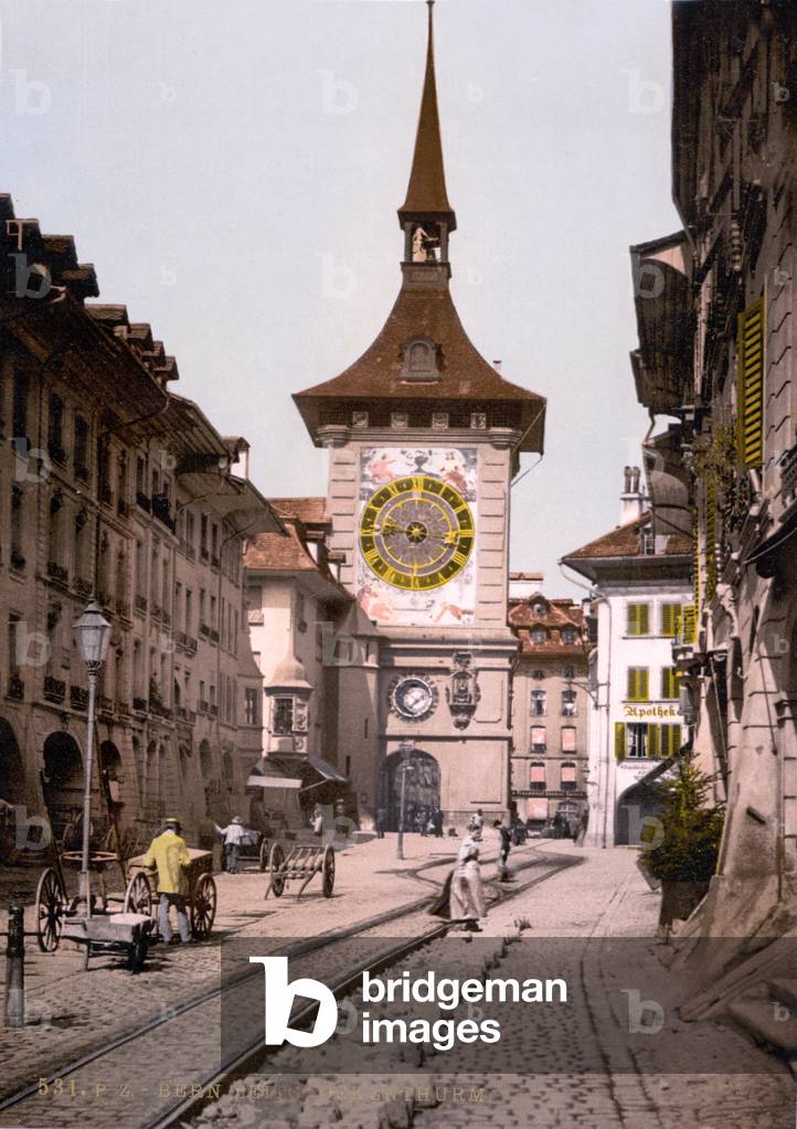 Switzerland, the clock tower, Berne, photochrom, c.early 1900s