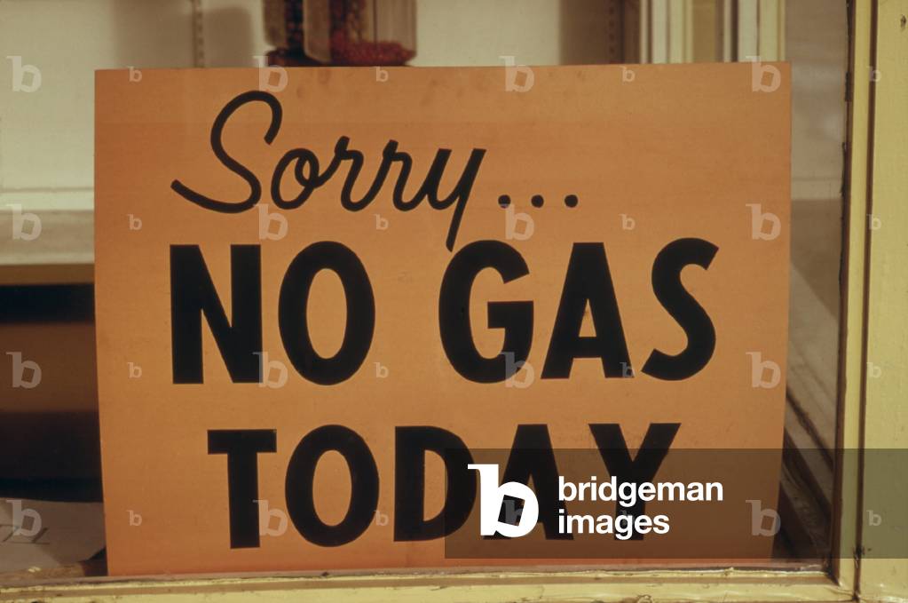'Sorry NO GAS TODAY' sign at an Oregon Gas Station in October 1973