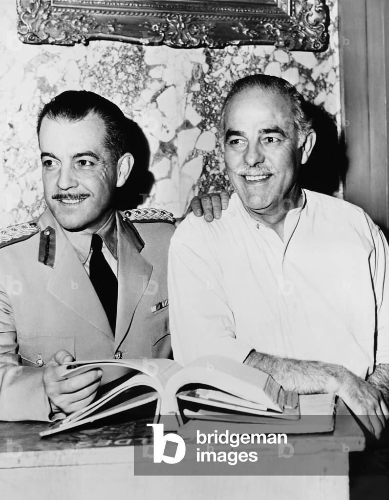 CRISIS, from left: Ramon Novarro, Antonio Moreno on set, 1950