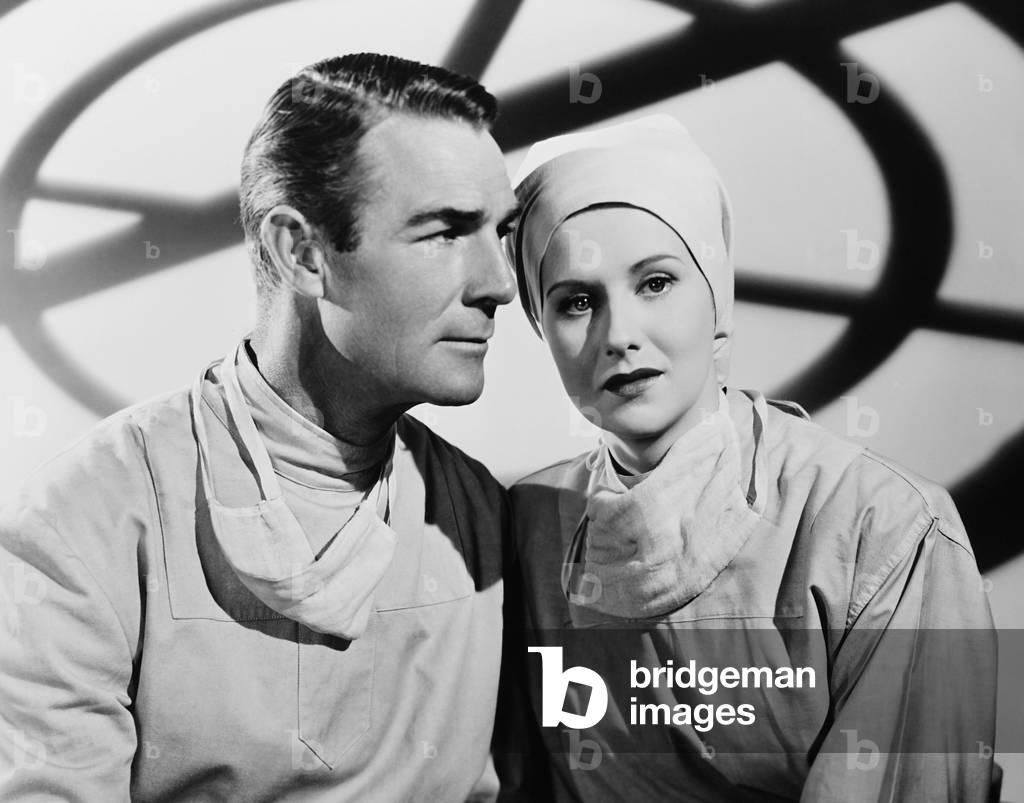 CHINA SKY, from left: Randolph Scott, Ruth Warrick, 1945