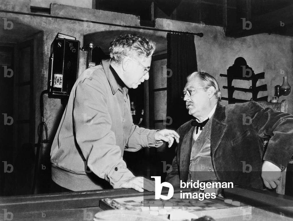 DUEL IN THE SUN, from left; director Josef von Sternberg, Lionel Barrymore on set, 1946