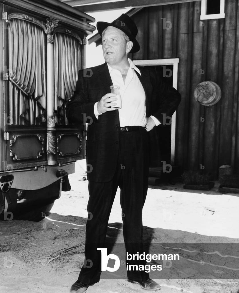 BAD DAY AT BLACK ROCK, Spencer Tracy on set, 1955